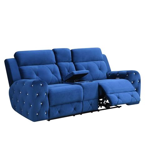 U8311 Blue Velvet Power Reclining Loveseat w/ Console by Global ...