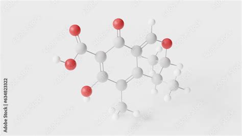 citrinin molecule 3d, molecular structure, ball and stick model, structural chemical formula ...