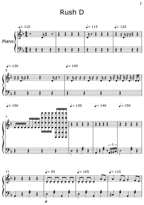 Rush D - Sheet music for Piano