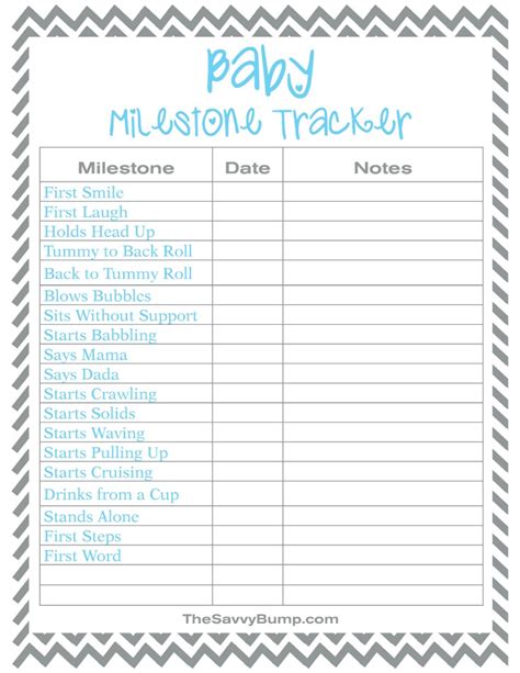 Free Printable Baby Milestone Tracker • The Savvy Bump