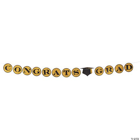 Black & Gold Graduation Glitter Cardboard Banner | Oriental Trading