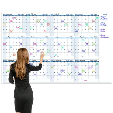 Large Dry Erase Calendar for Wall – Yearly Wall Calendar Dry Erase, 37" x 57.9", 12-Month ...