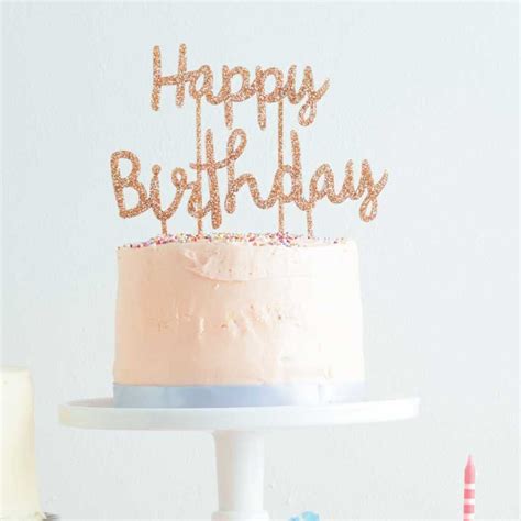 Happy Birthday Cake Topper Gold Glitter Cake Banner Reusable - Etsy