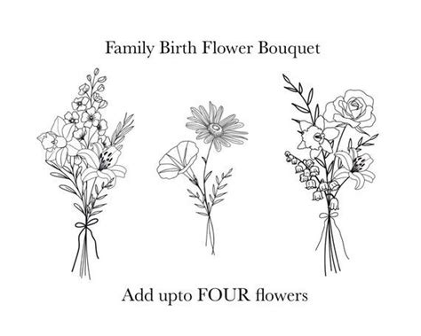 Custom Birth Flower Bouquet Family Birth Month Tattoo Design - Etsy ...