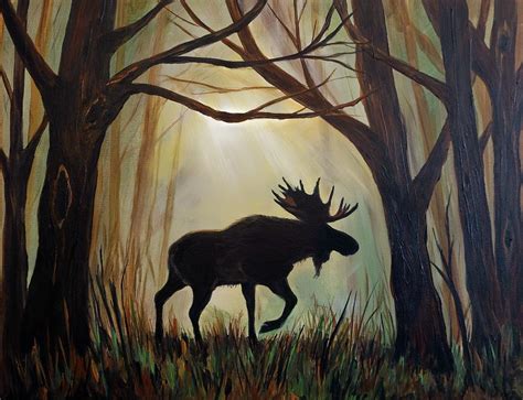 Morning Meandering Moose Painting by Leslie Allen