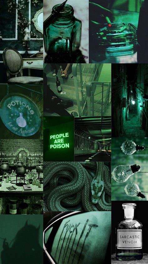 Dark Green Aesthetic Collage Laptop Wallpaper - img-groin