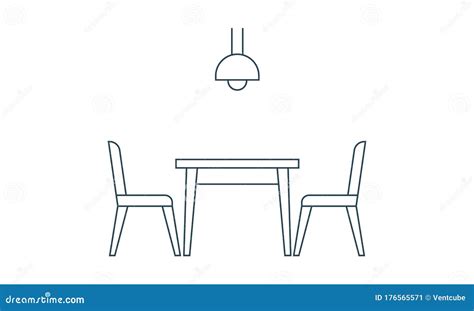 Dining Table with Chairs Side View Furniture Icon Image Vector ...