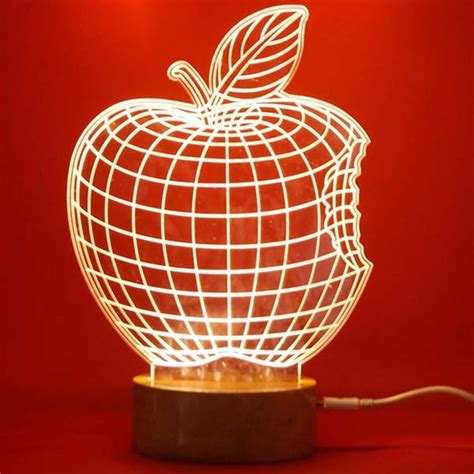 Laser Cut Acrylic Apple 3d Illusion Night Light Lamp Design Free DXF File for Free Download ...