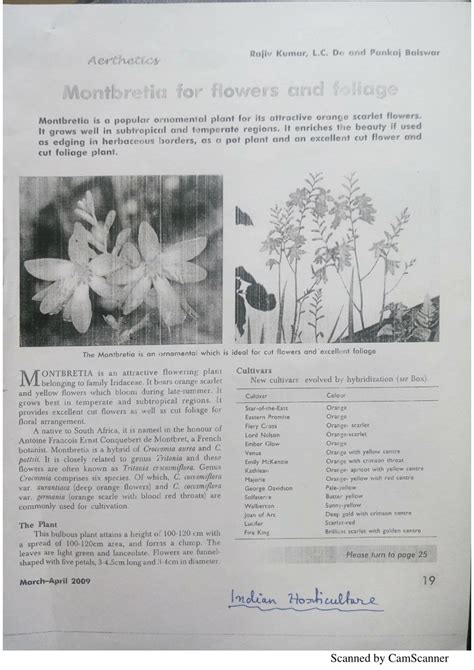 (PDF) Montbretia for flowers and foliage