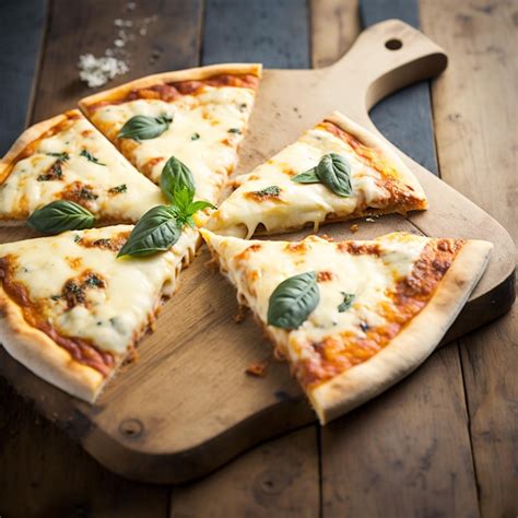 Premium Photo | Cheese pizza on wood background illustration images