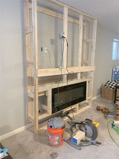 Diy basement fireplace with modern blaze s recessed electric fireplace ...