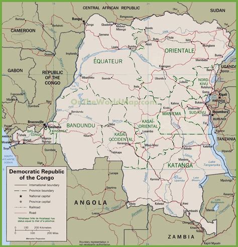 Political map of Democratic Republic of the Congo