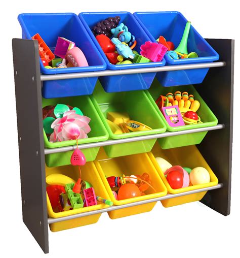 3-Tier Kid's Toy Storage Organizer with 9 Plastic Bins - Walmart.com