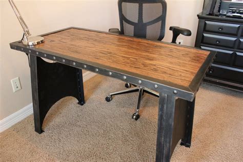 Vintage Industrial Office Desk Steampunk Table Riveted