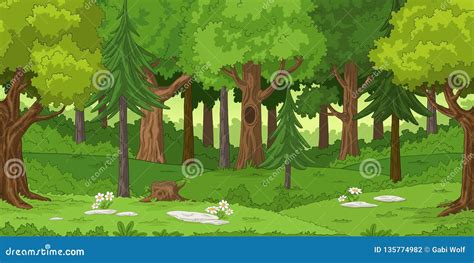 Cartoon Forest Landscape stock vector. Illustration of background - 135774982