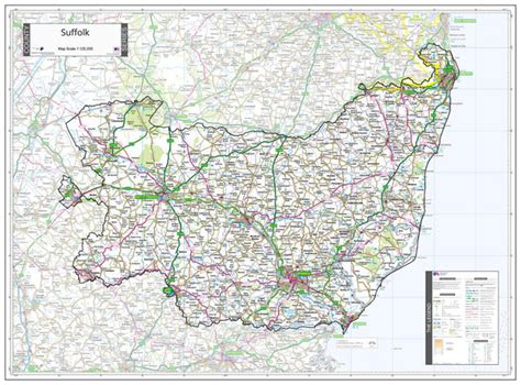 County Map of Suffolk 1000 x 740mm