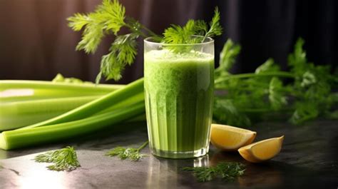 Premium AI Image | Illustration Generative AI Celery smoothie vegetable thick green healthy ...