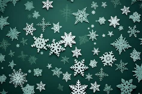 Christmas Paper Texture Background with Green and White Snowflakes aesthetic look | Premium AI ...