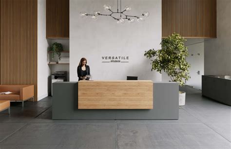 Introduce - OFGO STUDIO | Office reception table design, Reception desk ...