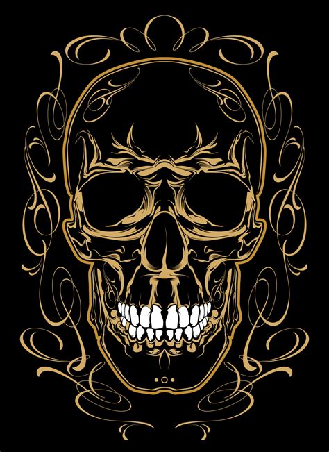 Skull with flourishes 7958815 Vector Art at Vecteezy