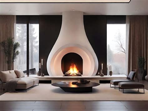 Premium AI Image | Contemporary Living Room with Modern Fireplace