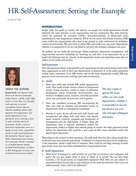 HR Self Assessment Setting the Example by KellenComm - Issuu