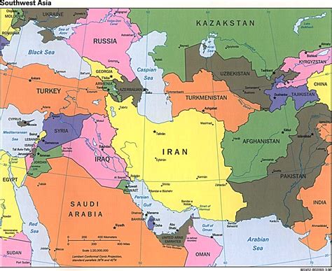 Southwest Asia Political Map 1996 - Full size