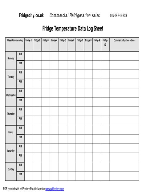 Temperature Log Template