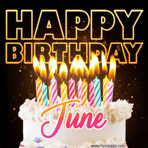 June - Animated Happy Birthday Cake GIF Image for WhatsApp | Funimada.com