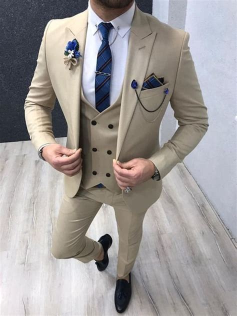 Mens Ivory Colour 3 Piece Suitmens Weeding Suitmens Suits3 | Etsy