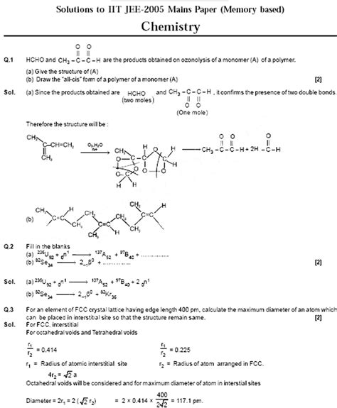 IIT 2005 Main Paper Chemistry : IIT JEE 2005 Chemistry Main Question ...