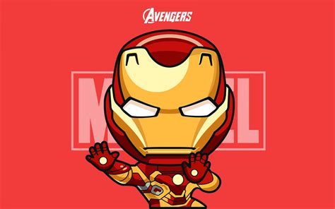 Iron Man Wallpaper 4K, Chibi, Cartoon, Marvel Comics