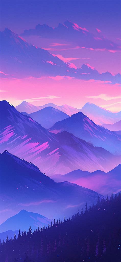 Purple Mountains & Clouds Wallpaper - Mountains Purple Wallpaper