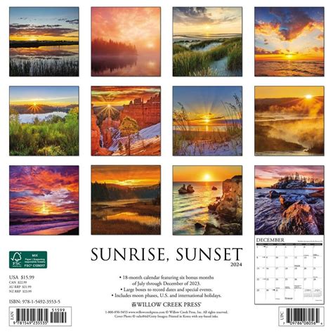 Sunrise Sunset 2024 Wall Calendar - Calendars.com