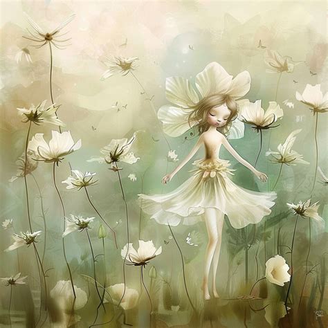 Whimsical Garden Angel Art Print Free Stock Photo - Public Domain Pictures