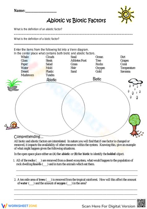 Abiotic Vs Biotic Factors Worksheet Worksheet