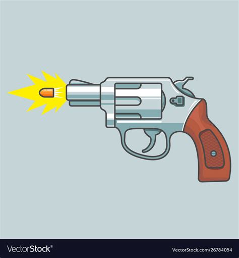 Gun revolver shoots flying bullet fire shot Vector Image