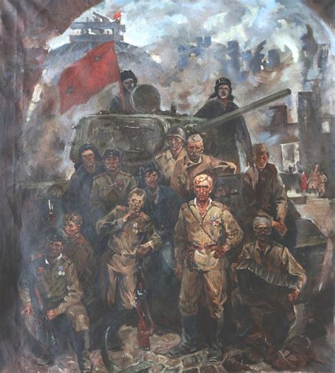 Great Patriotic War Soviet Army Antique Oil Painting Original Socialist Realism Soviet Art ...