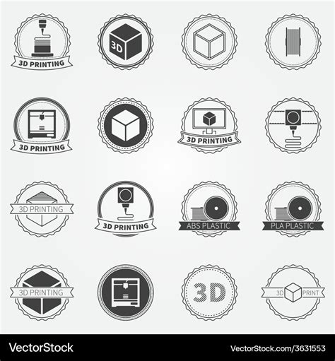 Set 3d printing emblems or logos Royalty Free Vector Image