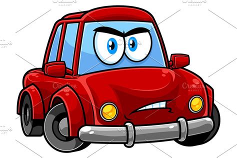 Outlined Angry Car Cartoon Character | Pre-Designed Photoshop Graphics ...