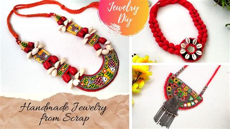 DIY Handmade Jewellery | Jewellery making at home | Jewellery from Scrap | Fabric Jewellery ...