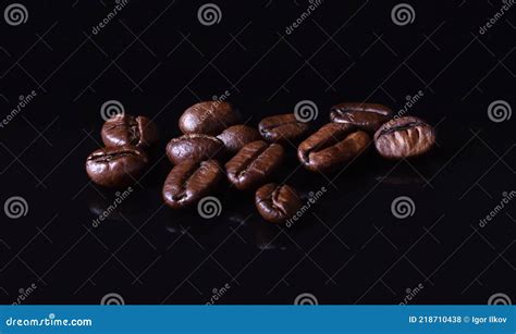 Coffee Beans on Black Background Stock Photo - Image of grained ...