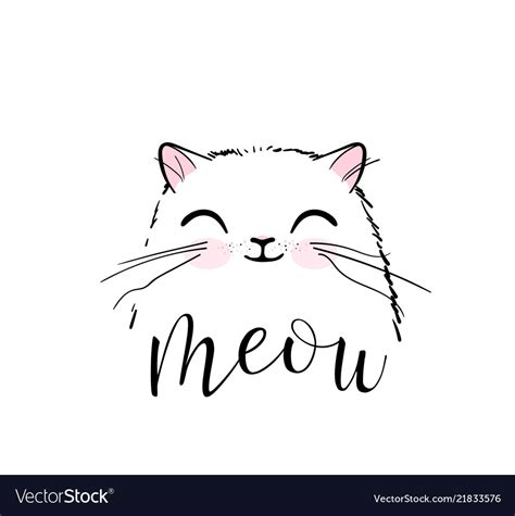 Cute cat print design meow lettering text Vector Image