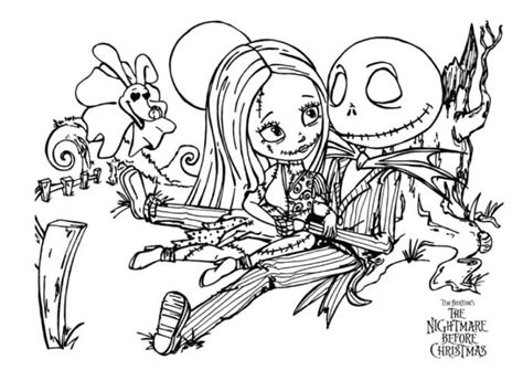 Jack And Sally from Nightmare Before Christmas coloring page - Download, Print or Color Online ...