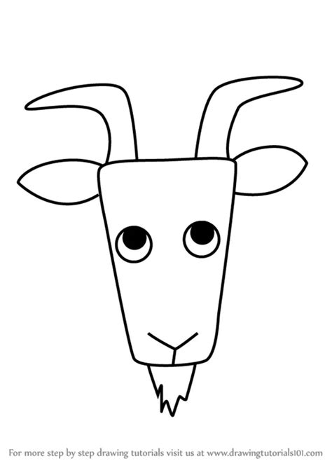 How to Draw a Wild Goat Face for Kids (Animal Faces for Kids) Step by ...