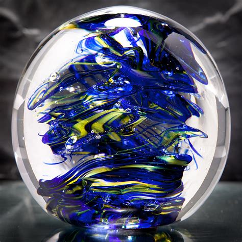 Glass Sculpture Cobalt Blue and Yellow - 13R2 Glass Art by David Patterson - Fine Art America