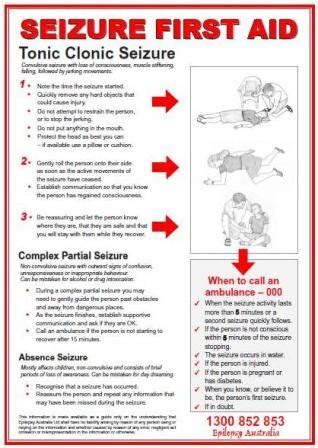 Special Needs Publications: Seizure First Aid