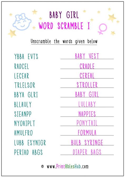 Baby Word Scramble Free Printable - Printable Templates