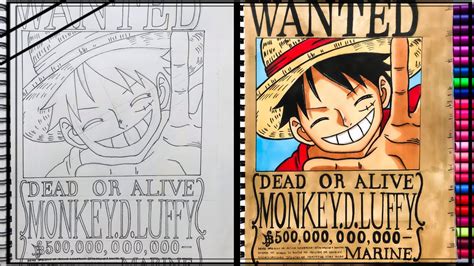 How to draw Monkey D.Luffy Wanted Poster | One Piece - YouTube