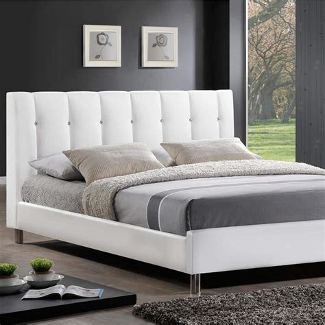 Baxton Studio Vino Transitional White Faux Leather Upholstered Queen Size Bed 28862-4484-HD ...